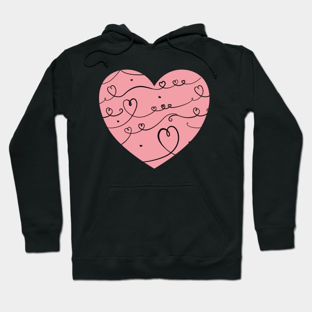 Big cute punk heart with one line art pattern. Hoodie by ChrisiMM